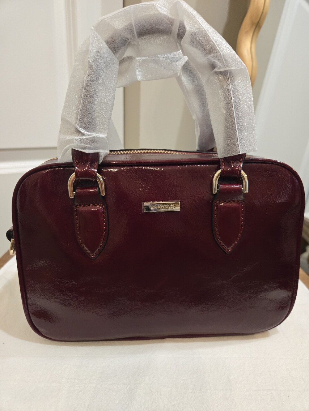 NWT Brahmin Mara Cherry Lacquer Galloway Leather Satchel